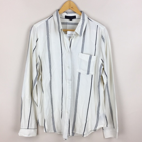 Sanctuary Tailored Boyfriend Shirt Striped NWT - Picture 7 of 8